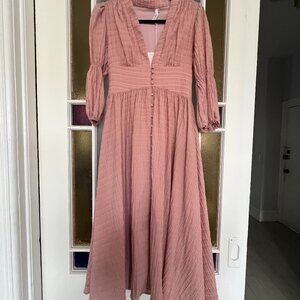 70/21 Lantern Sleeve Button Front Midi Dress